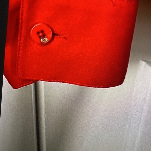 Escada Gorgeous Red 💯 Silk Logo Button Blouse - Picture 9 of 16